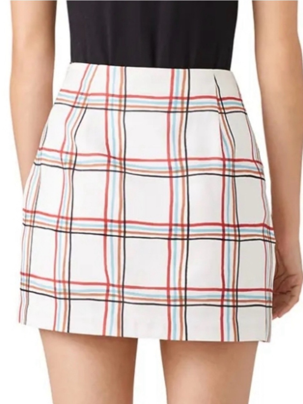 PatBO Windowpane Ruffle Mini Skirt Size 0 - Picture 2 of 6